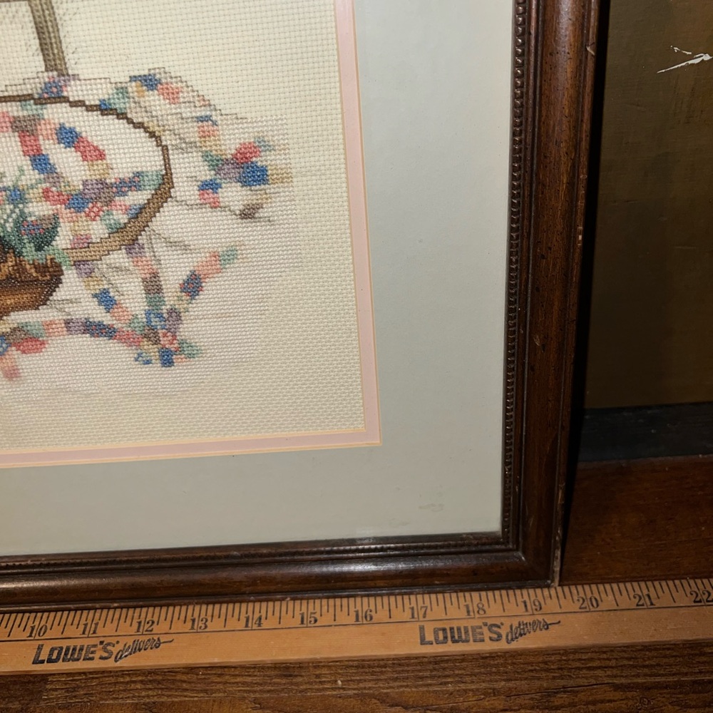 Vintage Wedding Ring Boutique Cross Stitch Needlepoint Framed Art - Picture 9 of 10